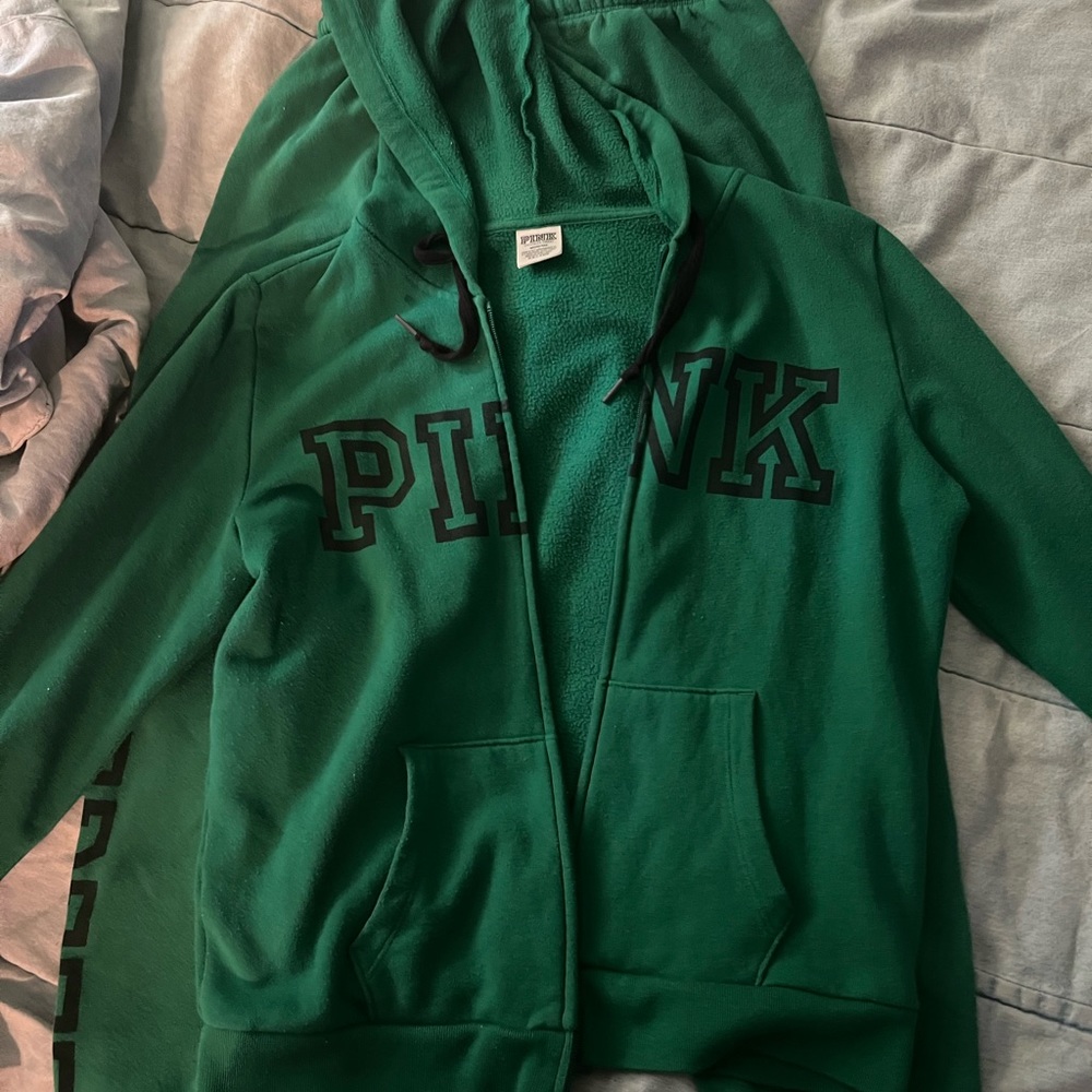 Green pink jump suit